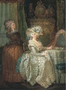 Attributed to henry pether Dame elegante a sa table de toilette avec une servante Spain oil painting artist